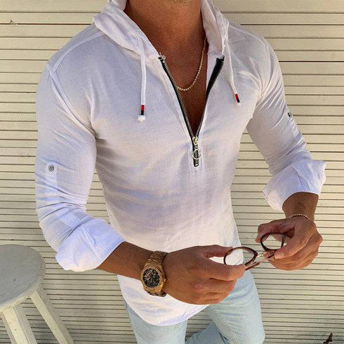 Fall New Style Hooded Long-sleeved Shirt Men